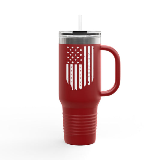 Faith Family Freedom Vertical Flag Insulated  Mug