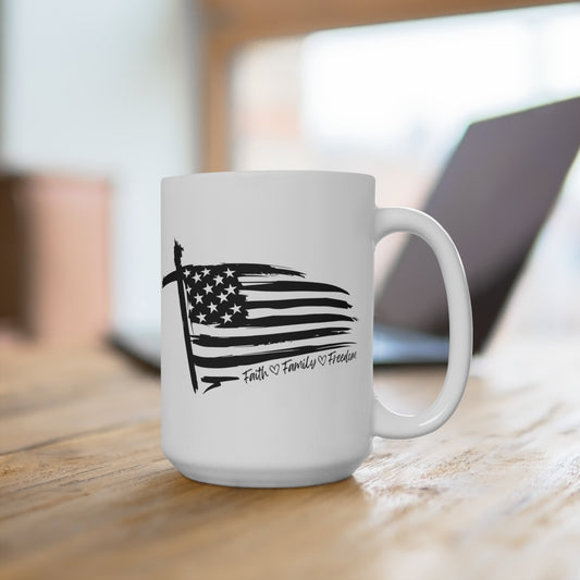 FAITH~FAMILY~FREEDOM Flag w/verse 15oz Mug