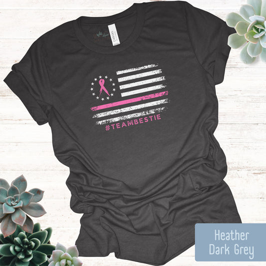 Pink Stripe Flag Breast Cancer Awareness T-shirt