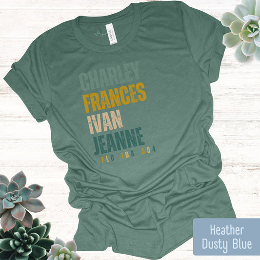Charley, Frances, Ivan, Jeanne Tee