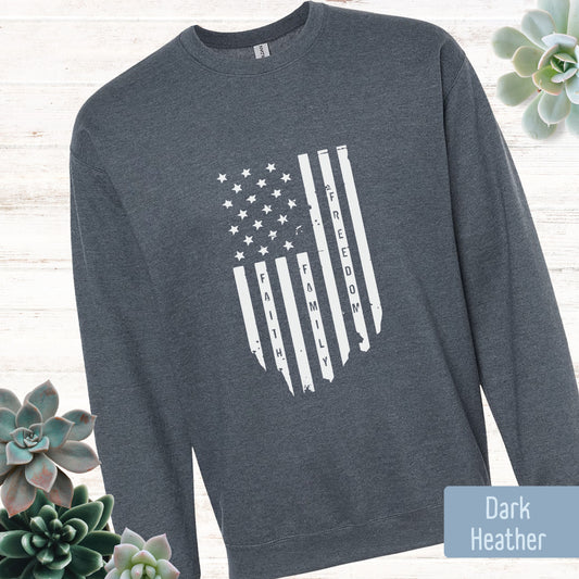 Faith Family Freedom Flag Crewneck Sweatshirt