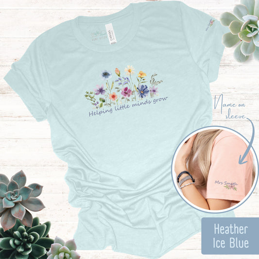 Personalized Floral Teacher Tee with Quote