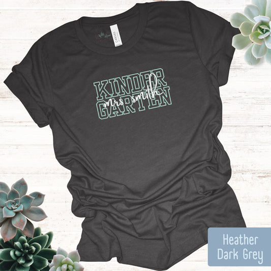 Custom Collegiate Letter Teacher Tee