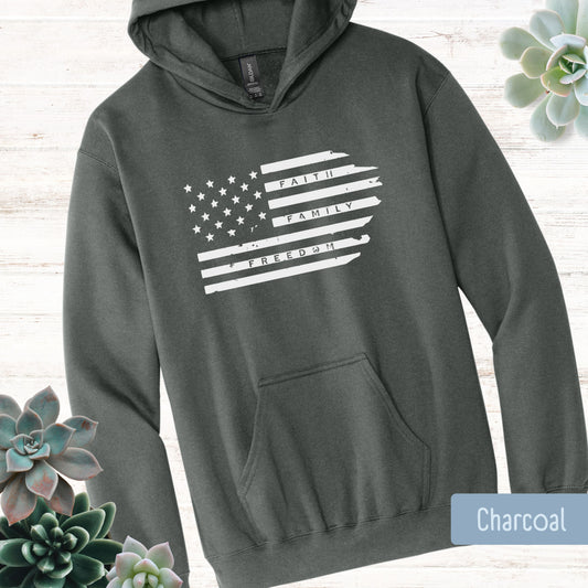 FAITH~FAMILY~FREEDOM Flag Hoodie