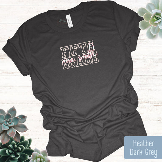 Custom Collegiate Letter Teacher T-Shirt