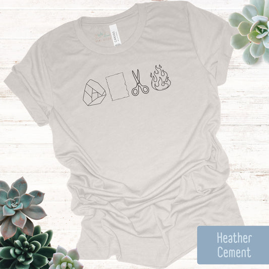 Rock, Paper, Scissors, Fire Tee Shirt